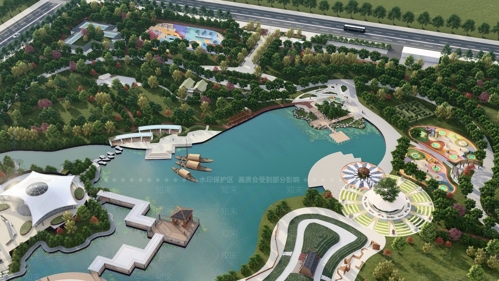 现代公园景观SU模型下载【ID:1126178191】