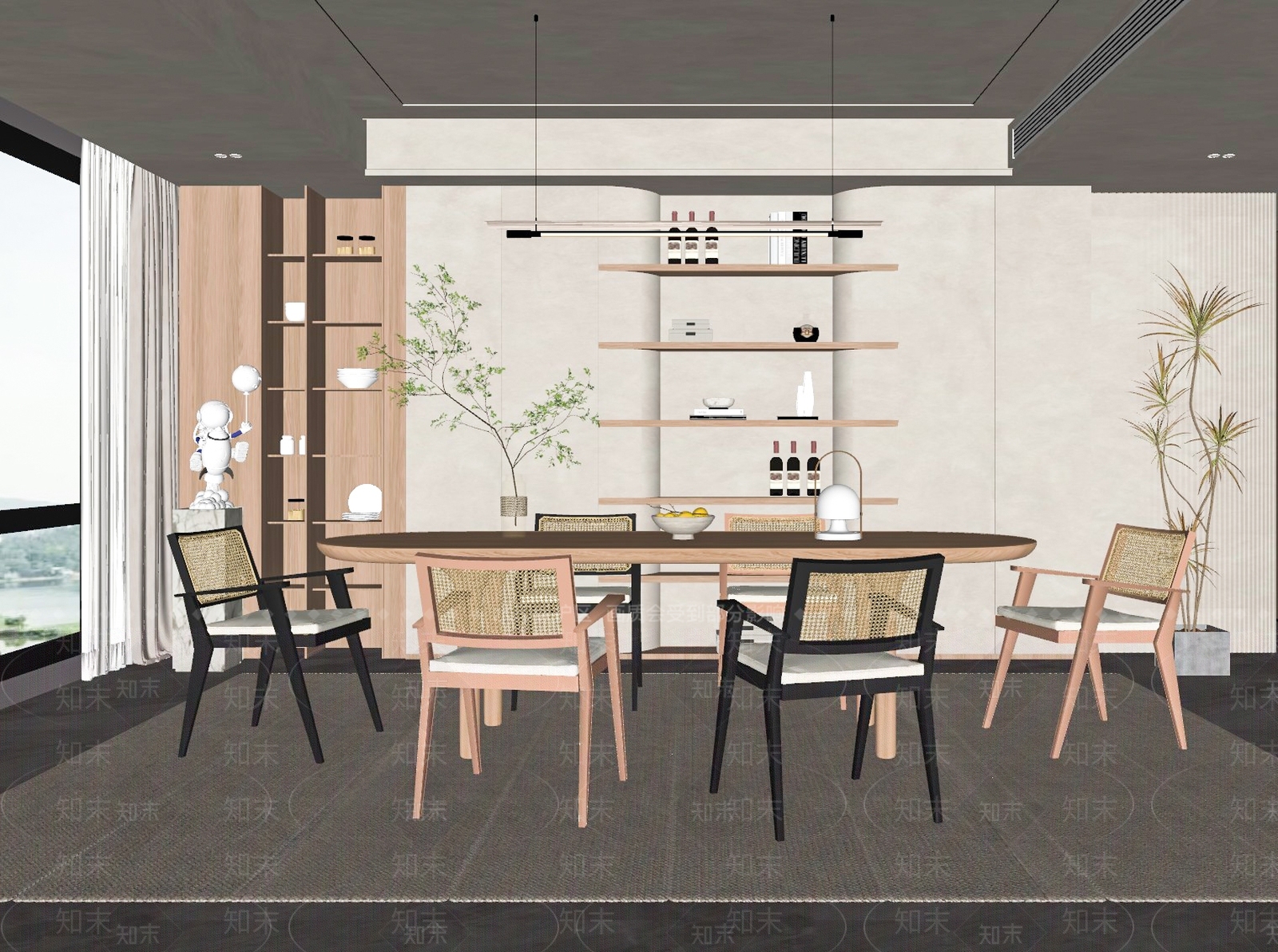 侘寂家居餐厅SU模型下载【ID:1126178266】_知末su模型网
