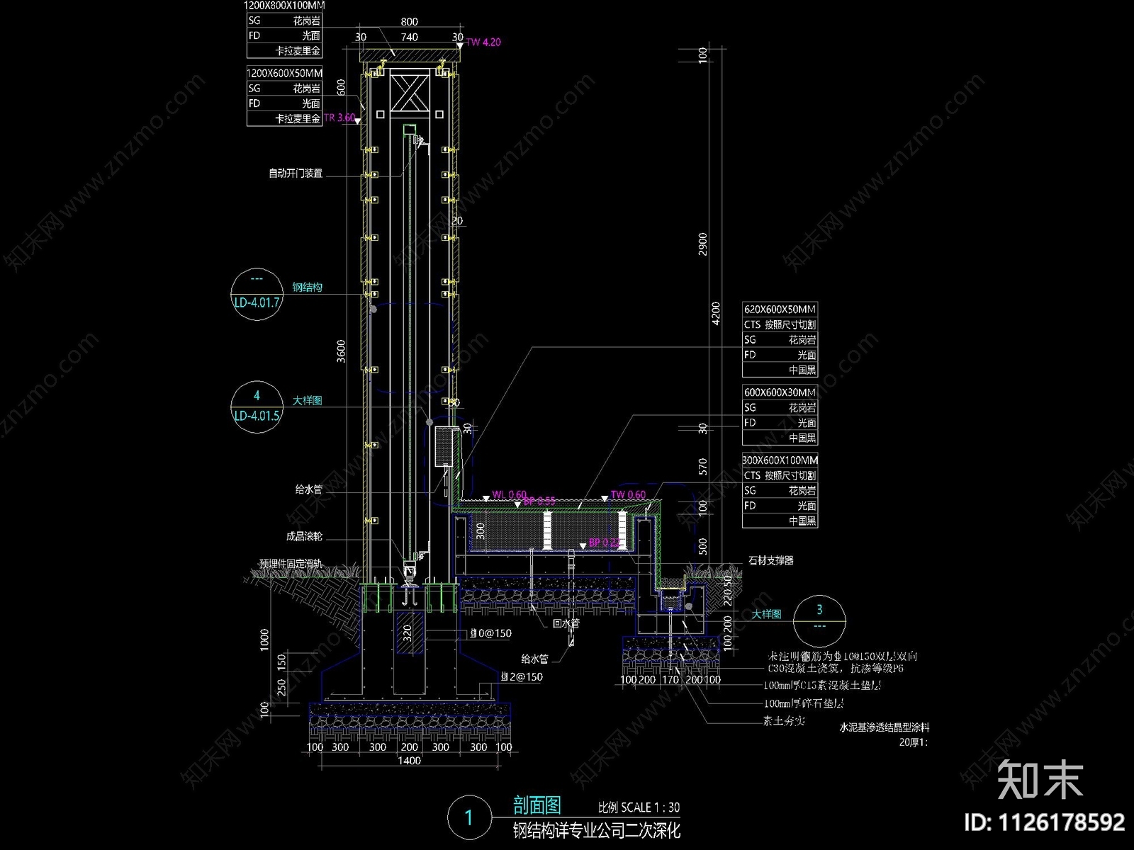 新中式入口门廊cad施工图下载【ID:1126178592】