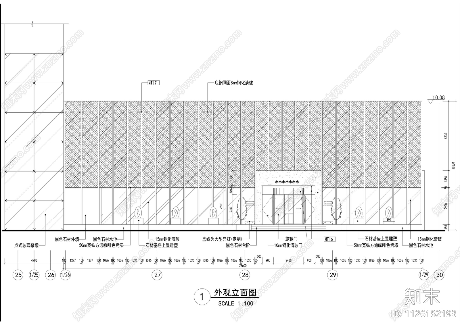 豪华海鲜酒家立面图cad施工图下载【ID:1126182193】