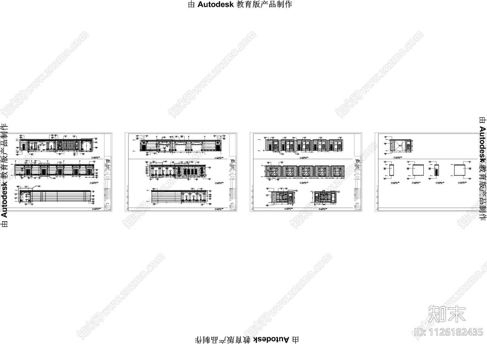 欧式酒店宴会厅立面图cad施工图下载【ID:1126182435】