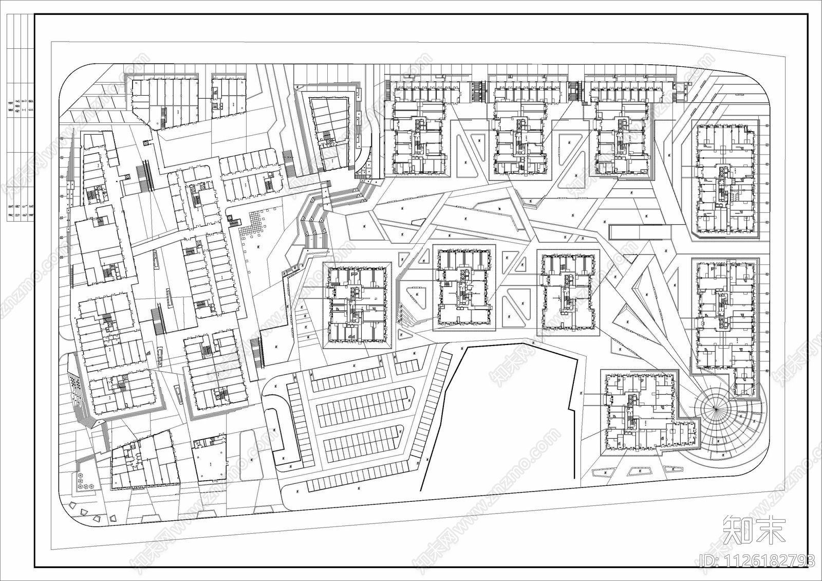 现代简约城南未来城商业街商业综合体cad施工图下载【ID:1126182793】