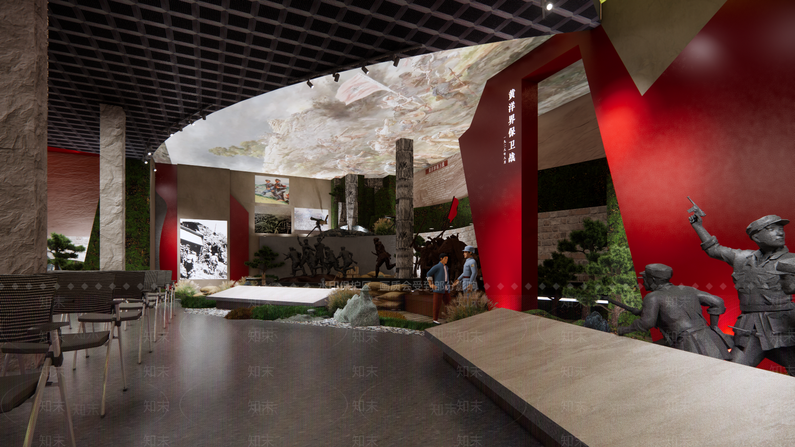中式党建展厅SU模型下载【ID:1126186944】