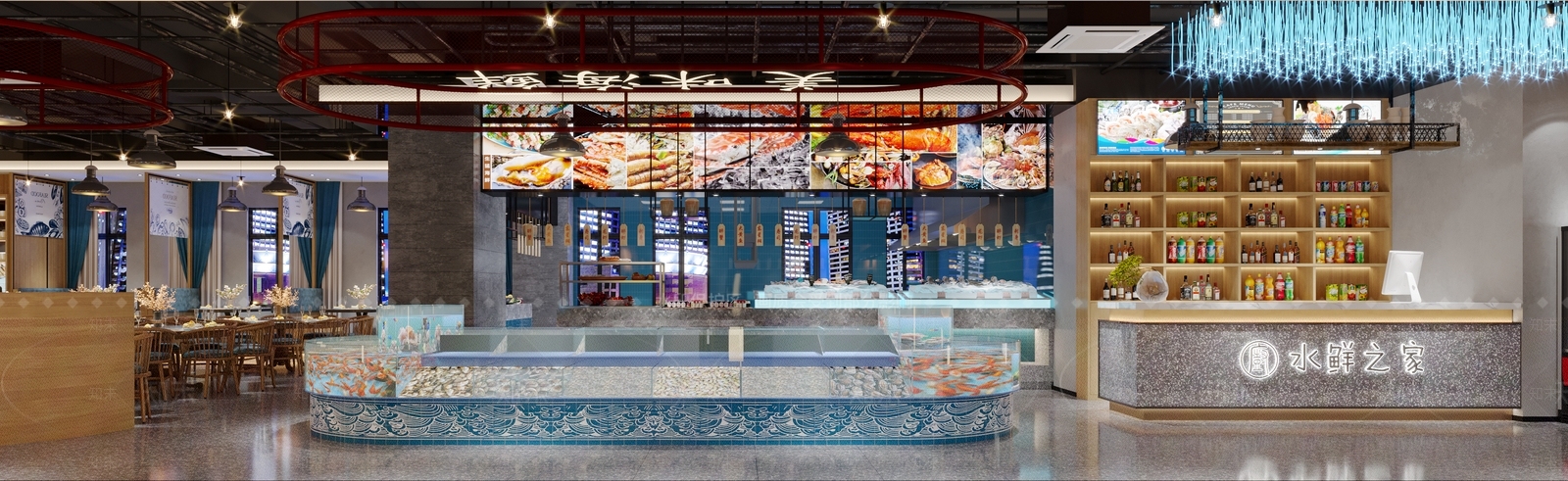 新中式酒店餐厅3D模型下载【ID:1221451821】
