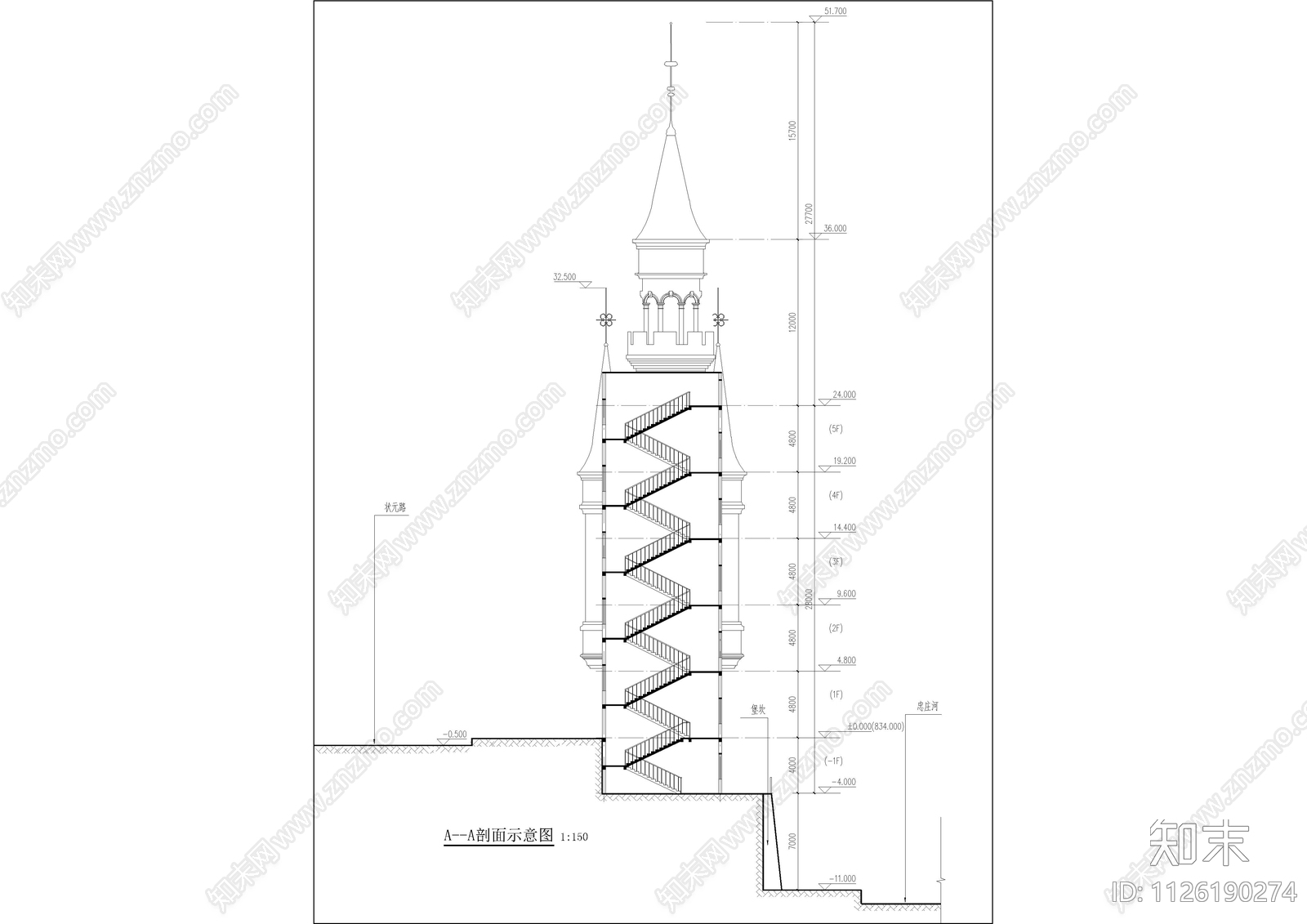 欧式古典国际标准舞艺术学校建筑图cad施工图下载【ID:1126190274】