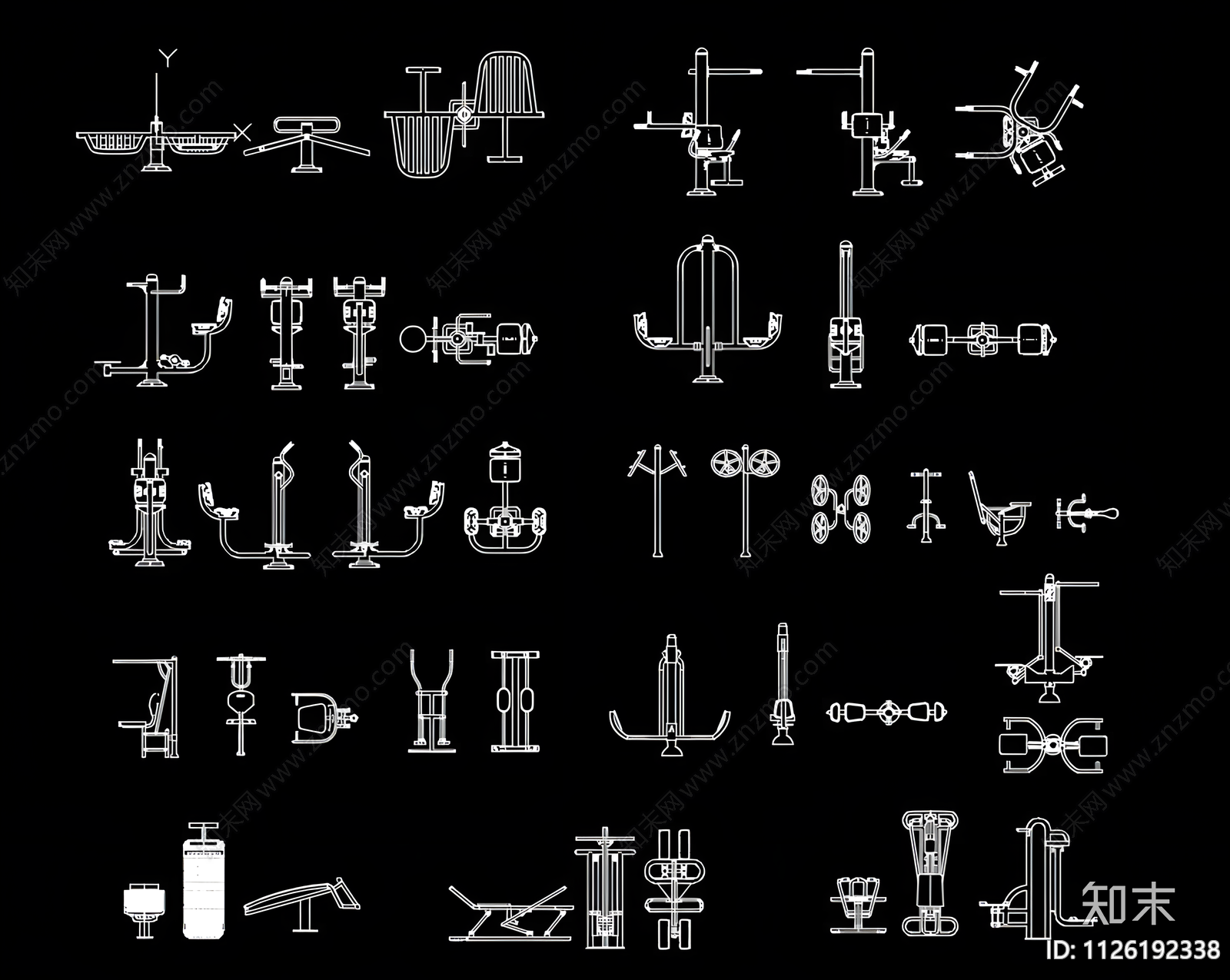 户外健身器材CAD施工图下载【ID:1126192338】
