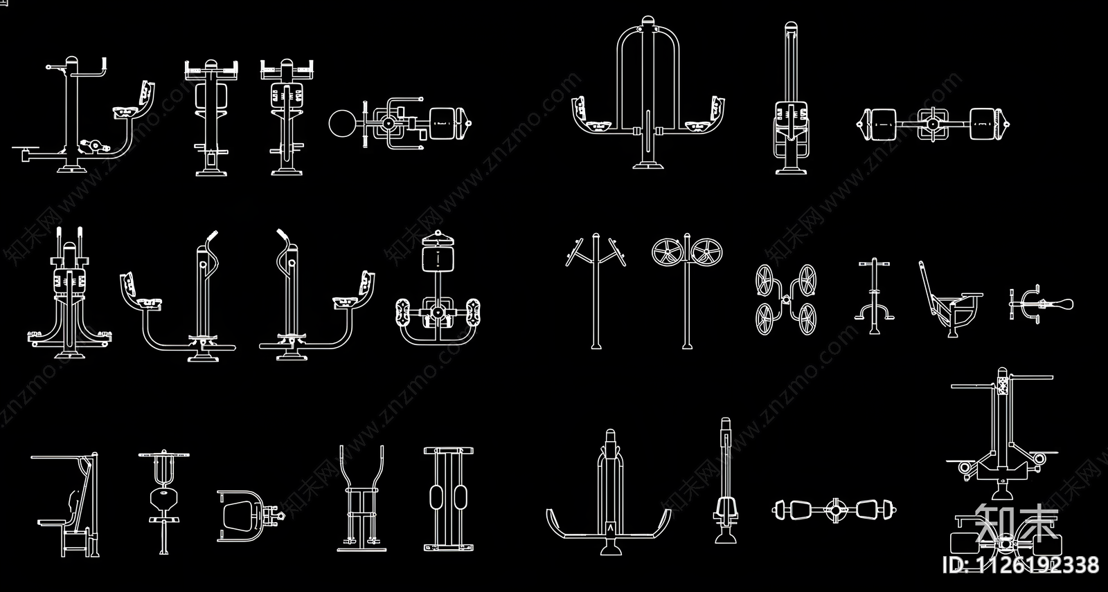 户外健身器材CAD施工图下载【ID:1126192338】