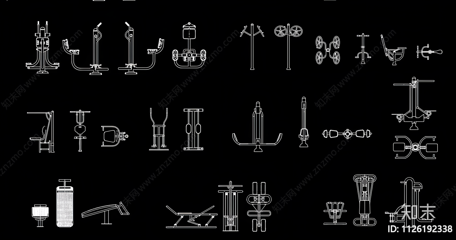 户外健身器材CAD施工图下载【ID:1126192338】
