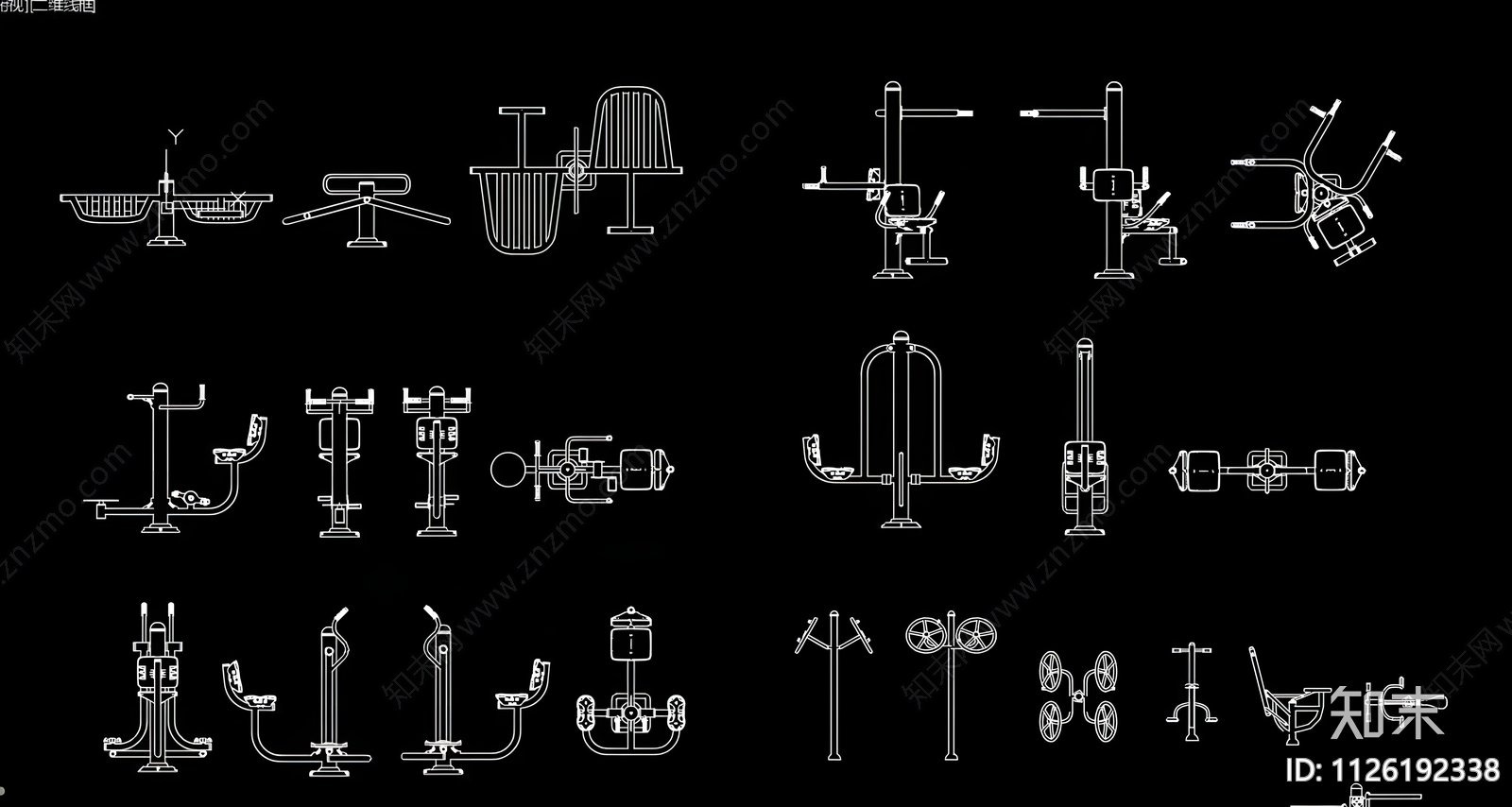 户外健身器材CAD施工图下载【ID:1126192338】