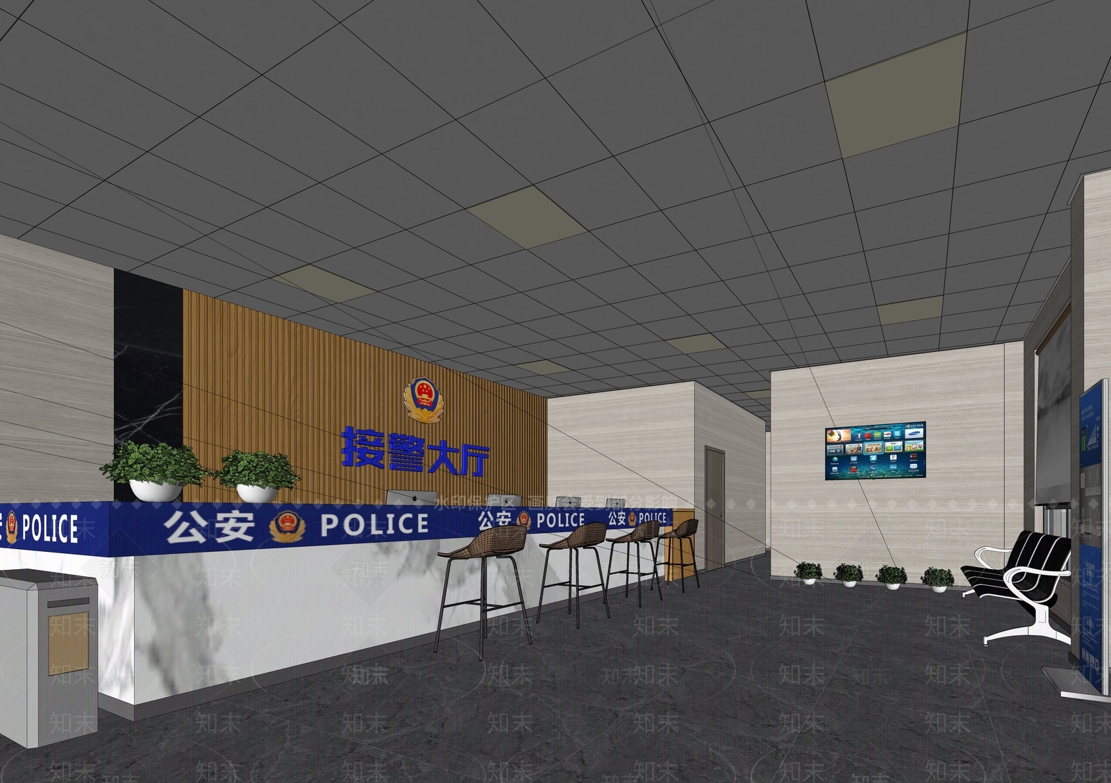 现代接警大厅SU模型下载【ID:1126192621】