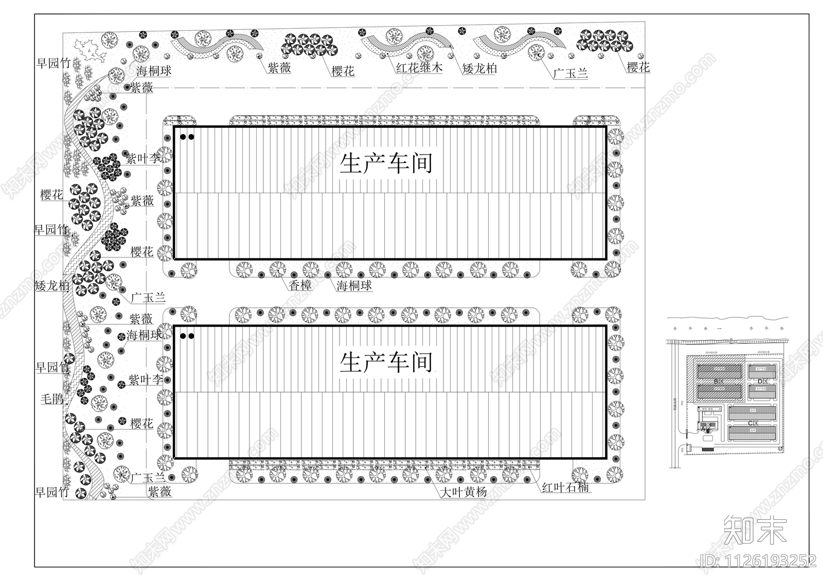 化工厂绿化设计cad施工图下载【ID:1126193252】