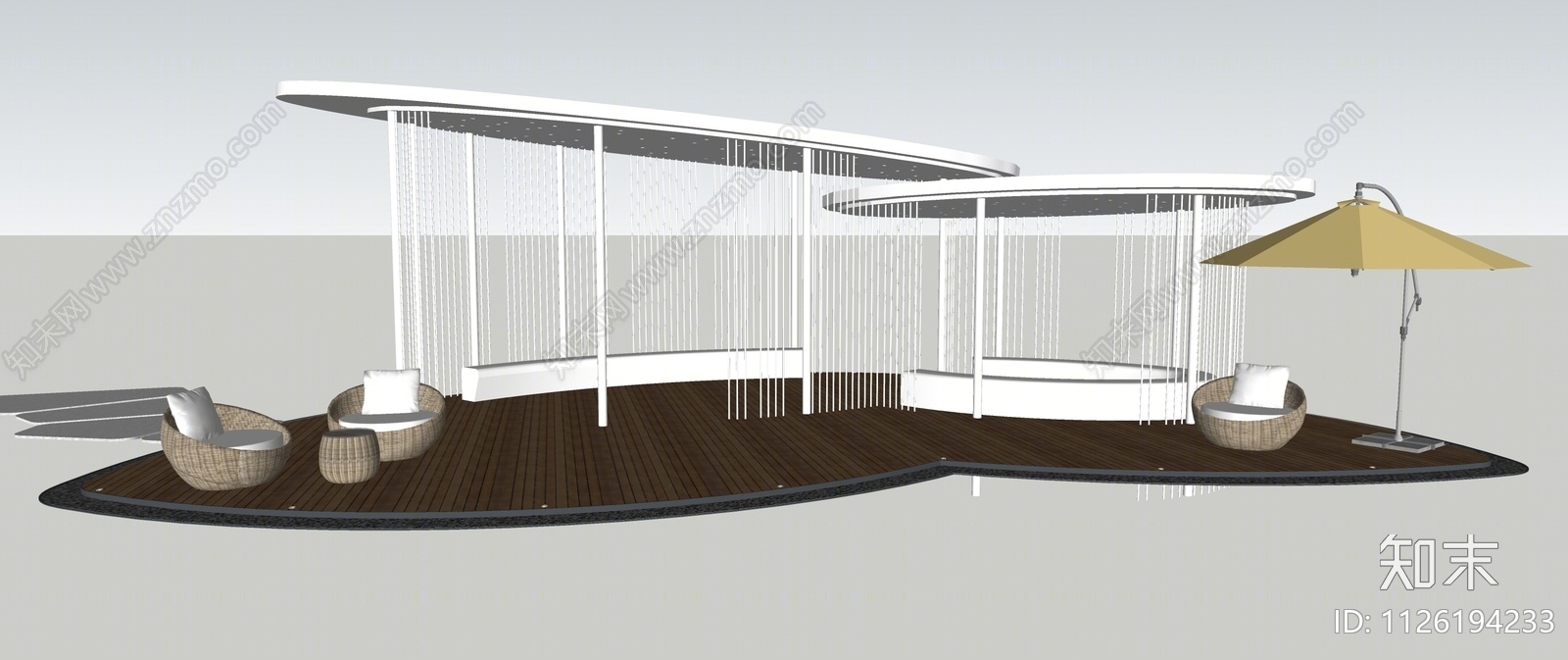 现代景观廊架SU模型下载【ID:1126194233】