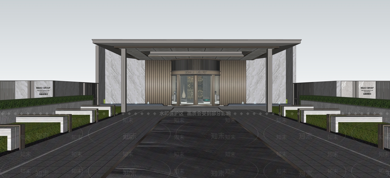 现代小区入口大门SU模型下载【ID:1126194219】