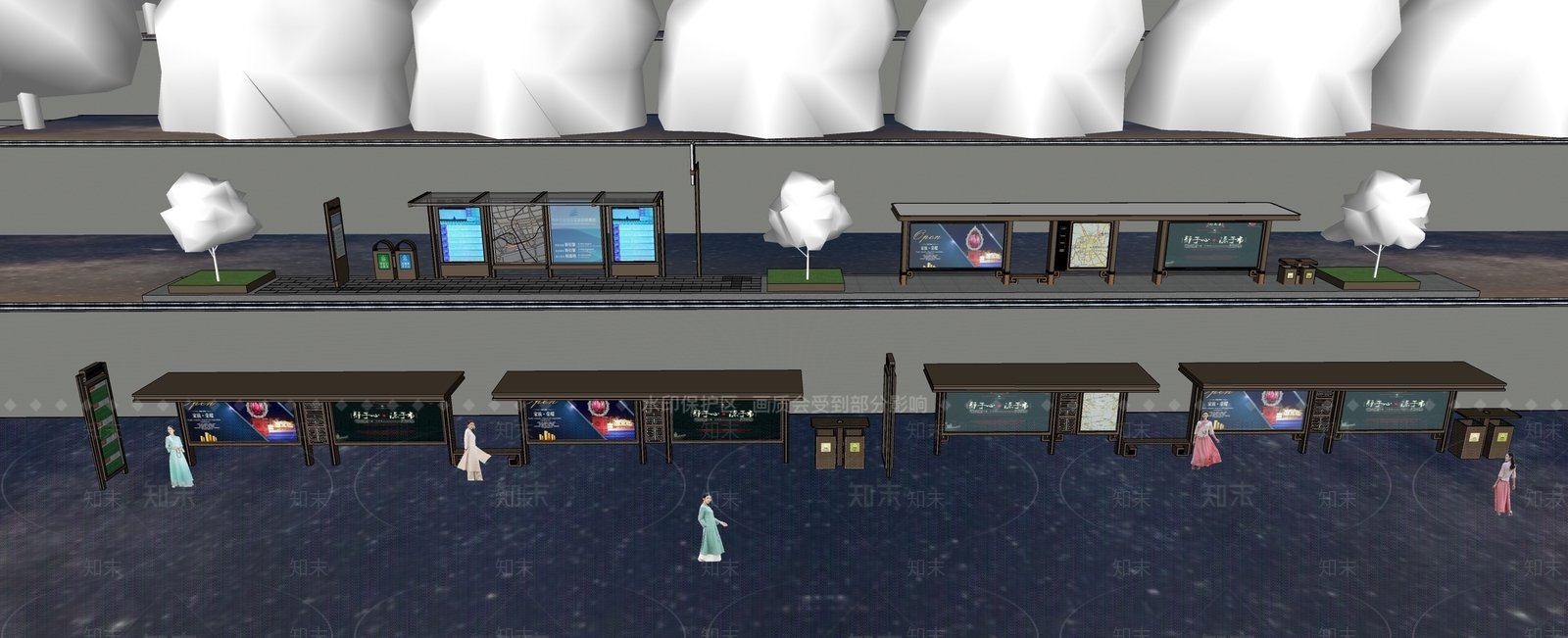 现代创意公交站台SU模型下载【ID:1126194542】