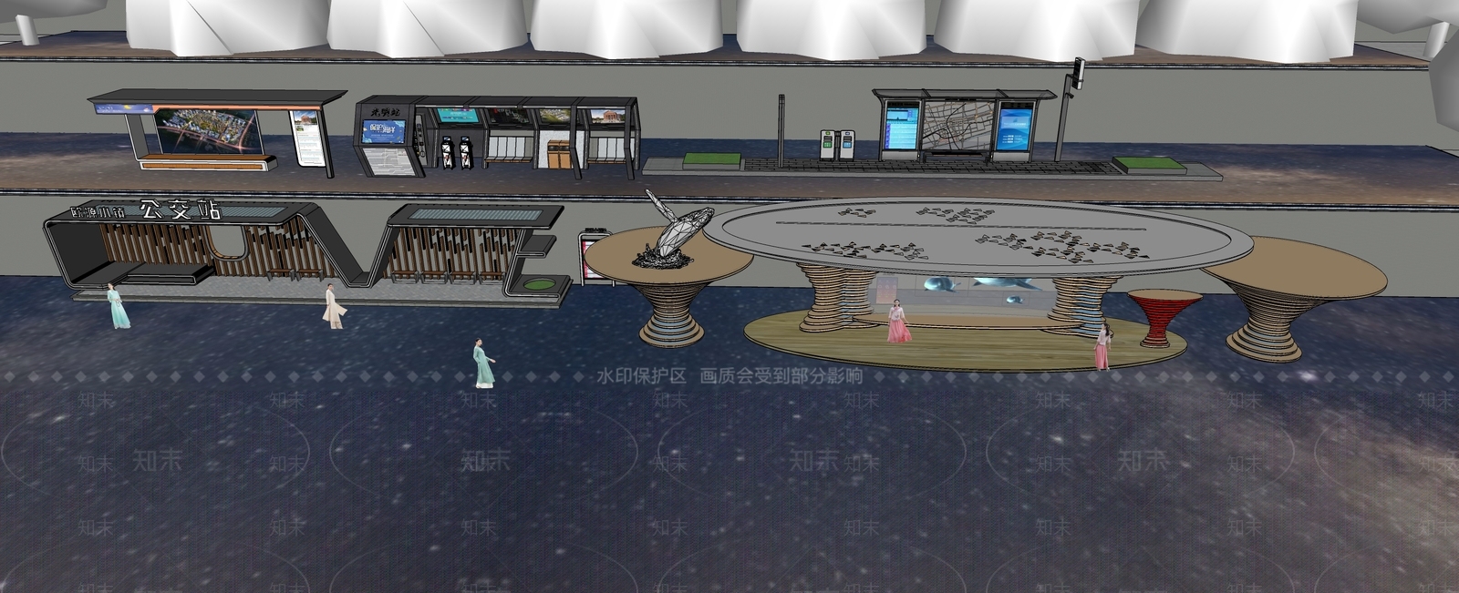 现代创意公交站台SU模型下载【ID:1126194545】