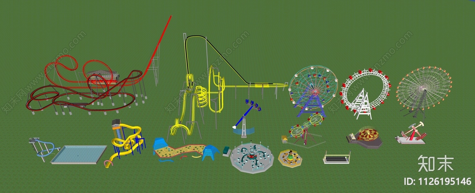 现代游乐设施SU模型下载【ID:1126195146】
