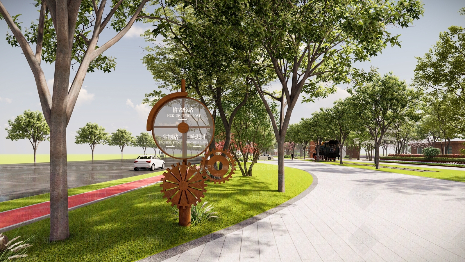 工业风景观齿轮元素指示牌SU模型下载【ID:1129197246】