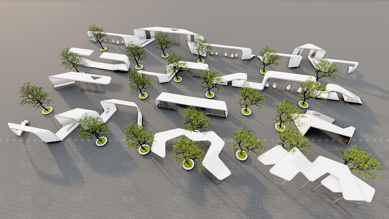 现代花架廊架SU模型下载【ID:1126203993】