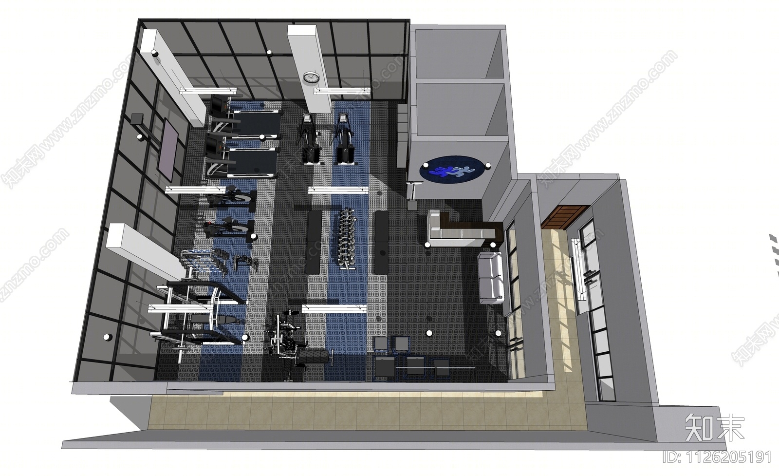 现代健身房SU模型下载【ID:1126205191】