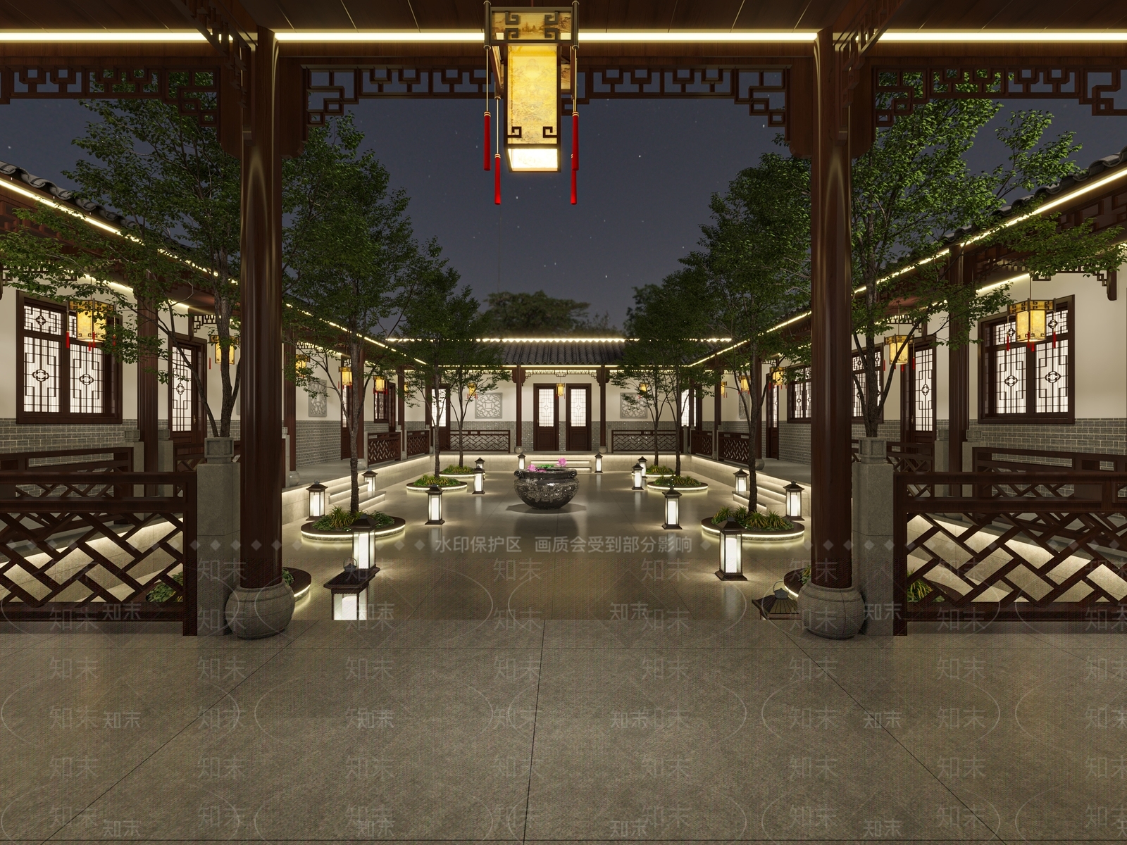 中式餐厅景观3D模型下载【ID:1126210929】