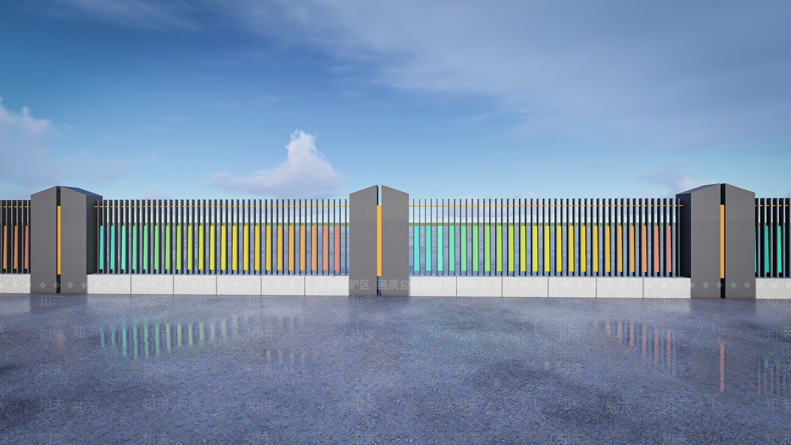 现代幼儿园围墙SU模型下载【ID:1126214189】