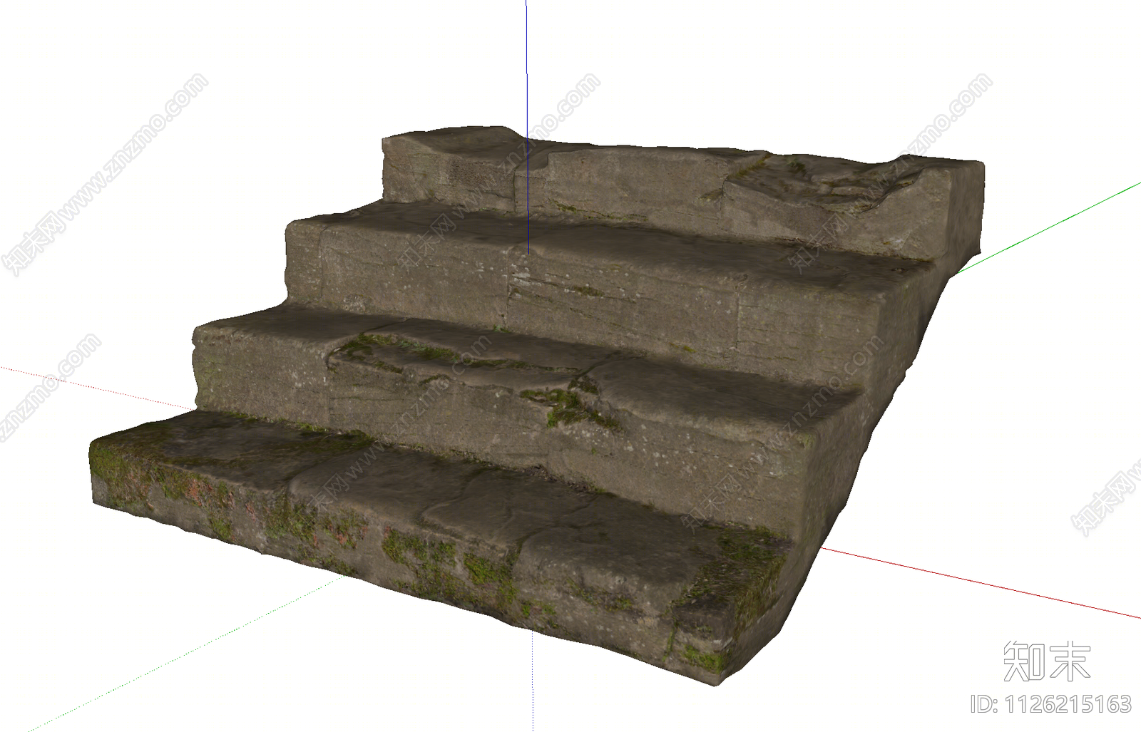 中式石头梯步SU模型下载【ID:1126215163】