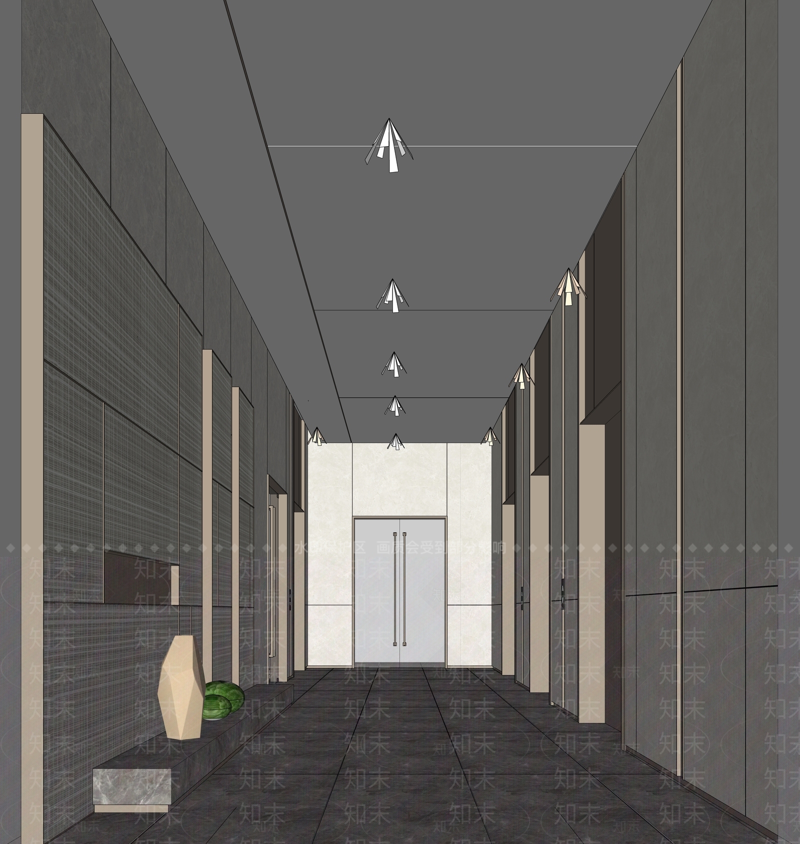现代电梯厅SU模型下载【ID:1126225536】