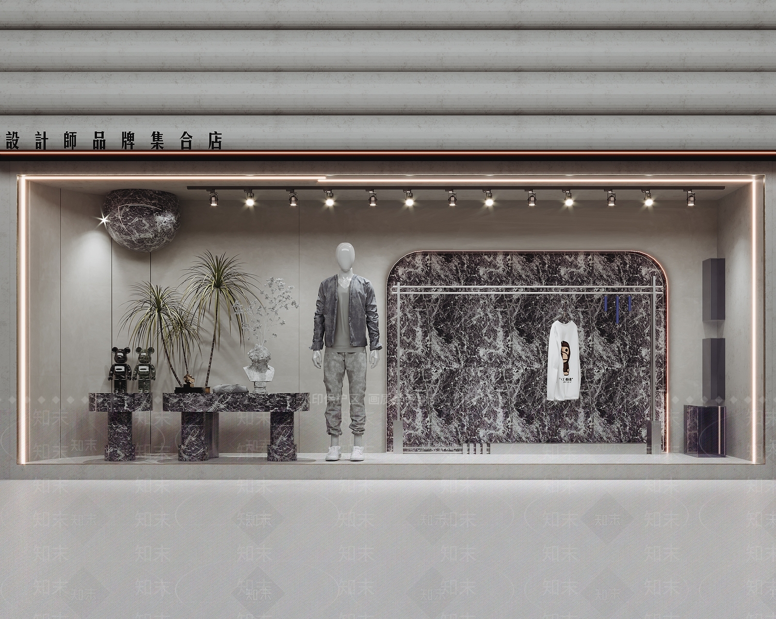 侘寂风服装店橱窗3D模型下载【ID:1126228891】_知末3d模型网