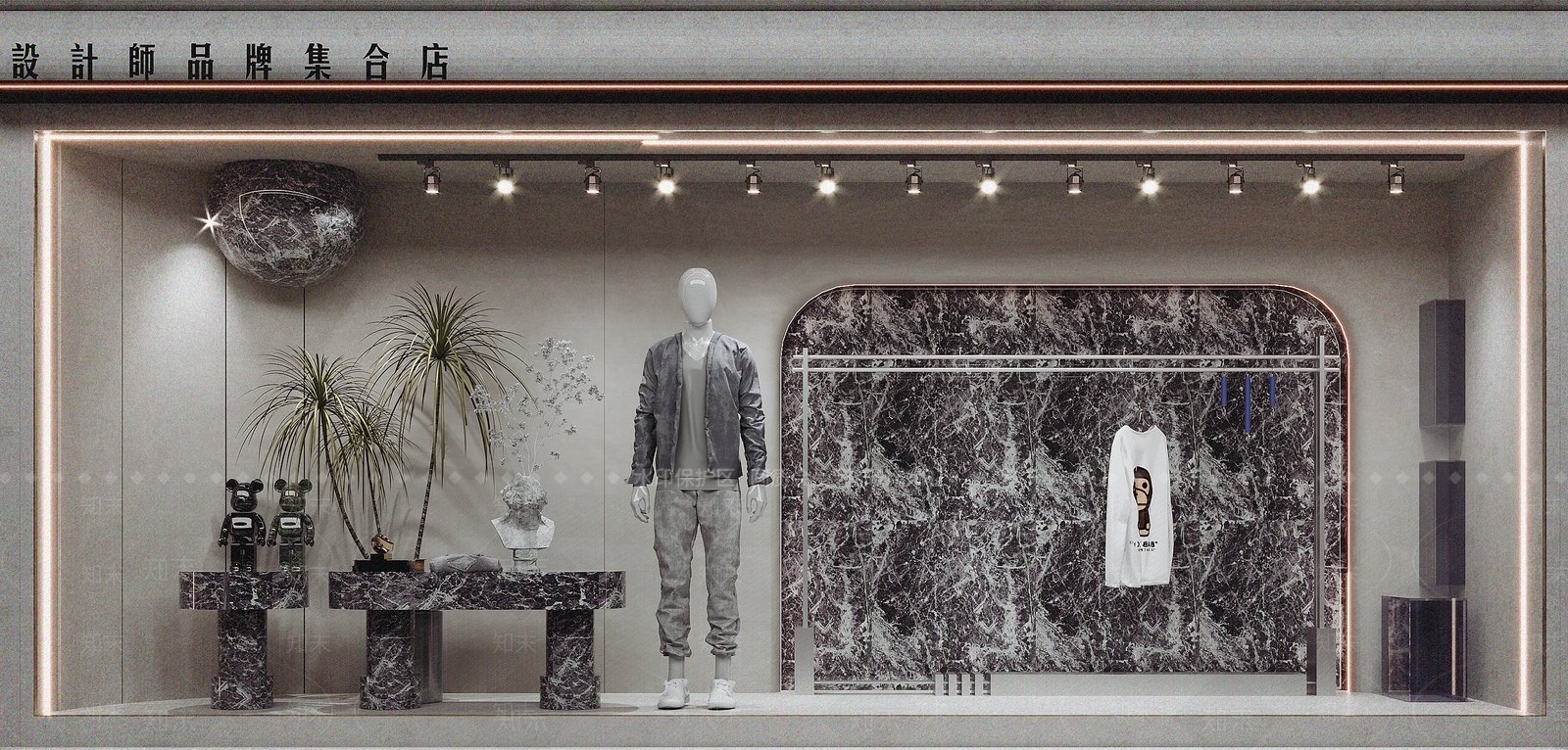 侘寂风服装店橱窗3D模型下载【ID:1126228891】_知末3d模型网