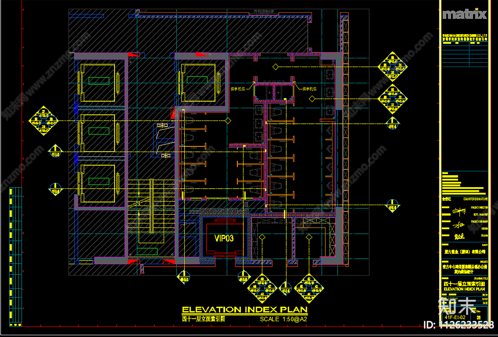 现代简约办公空间cad施工图下载【ID:1126233528】