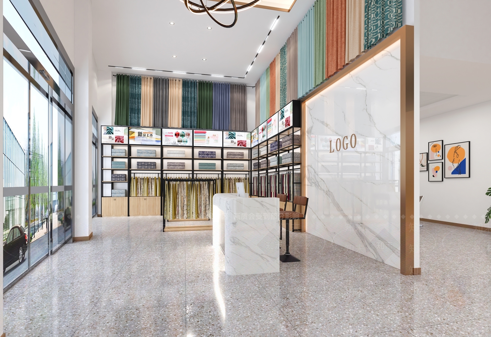 现代窗帘店3D模型下载【ID:1126235607】