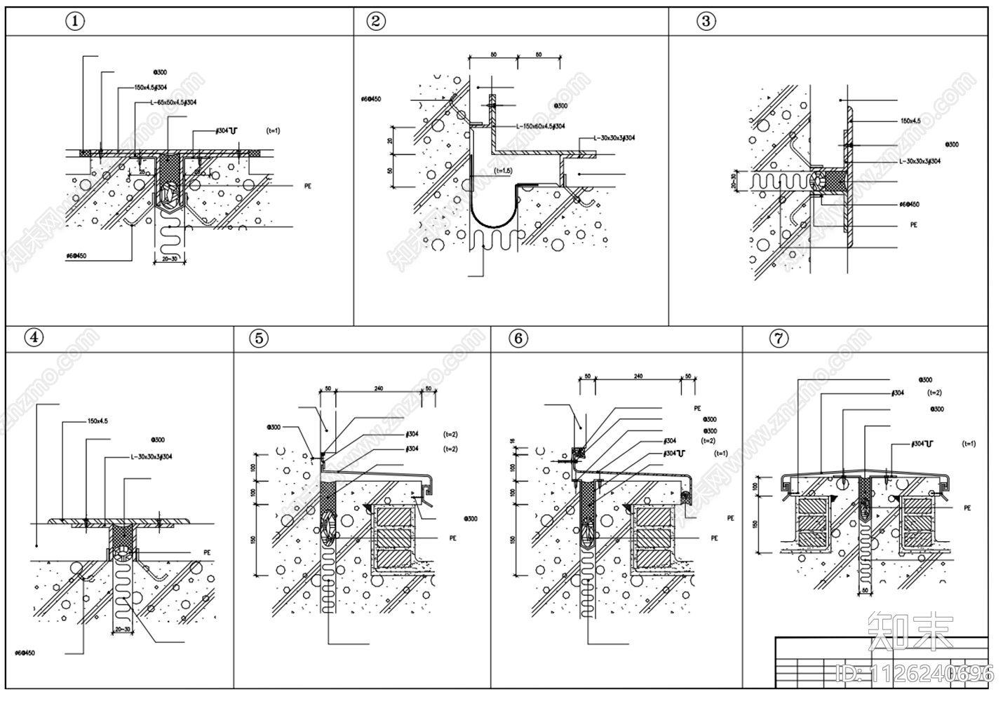 变形缝大样节点详图cad施工图下载【ID:1126240696】