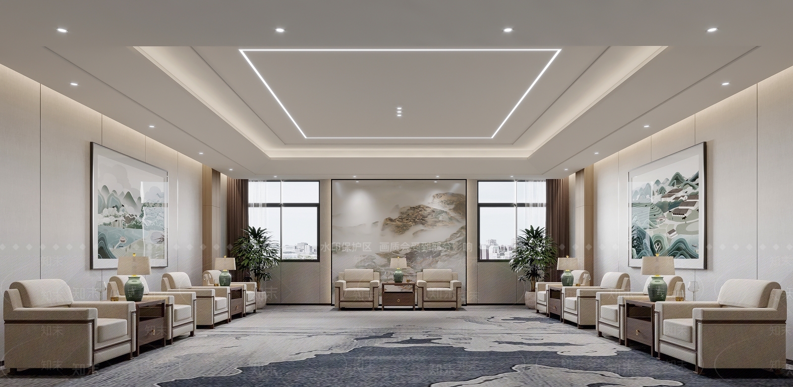 新中式会客室3D模型下载【ID:1126246335】
