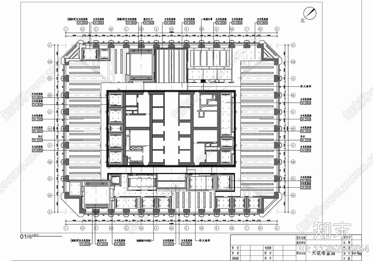1800㎡办公室CAD施工图cad施工图下载【ID:1126250354】