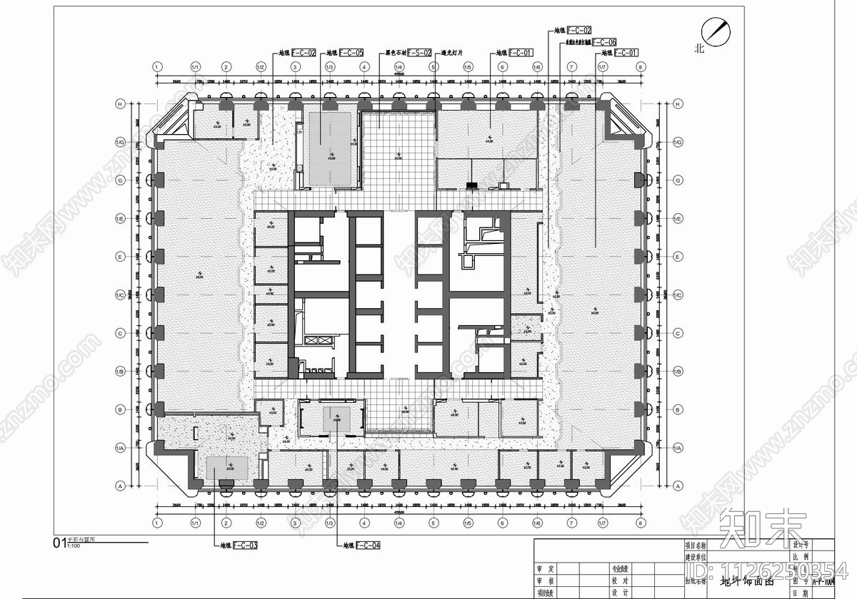 1800㎡办公室CAD施工图cad施工图下载【ID:1126250354】