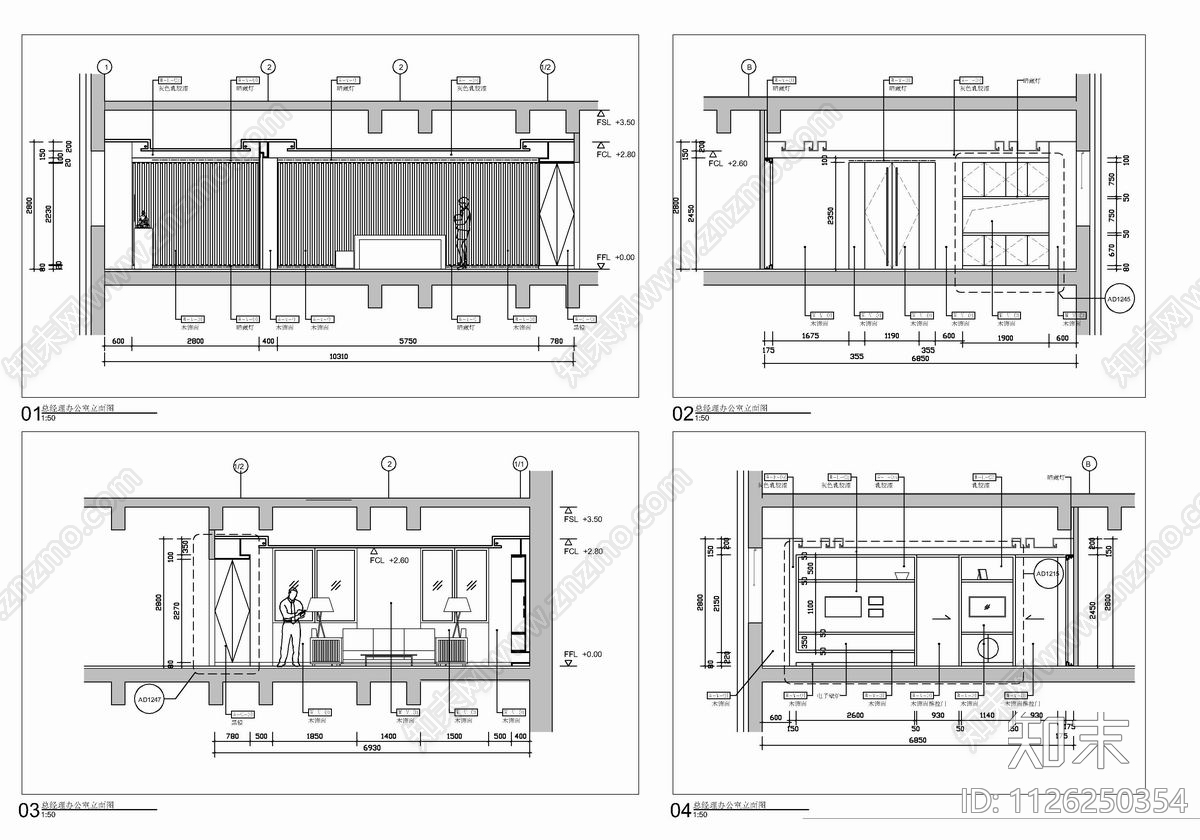 1800㎡办公室CAD施工图cad施工图下载【ID:1126250354】