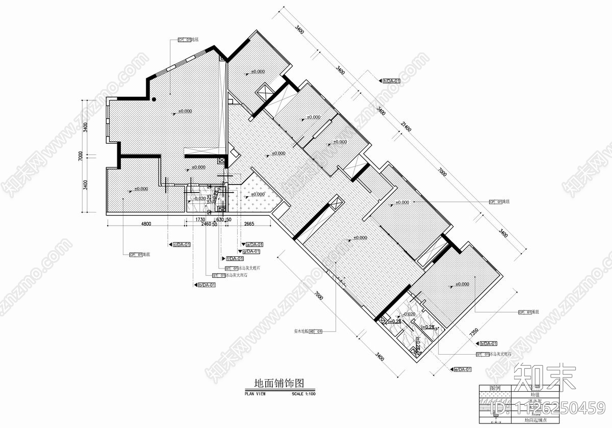 220㎡办公室CAD施工图施工图下载【ID:1126250459】