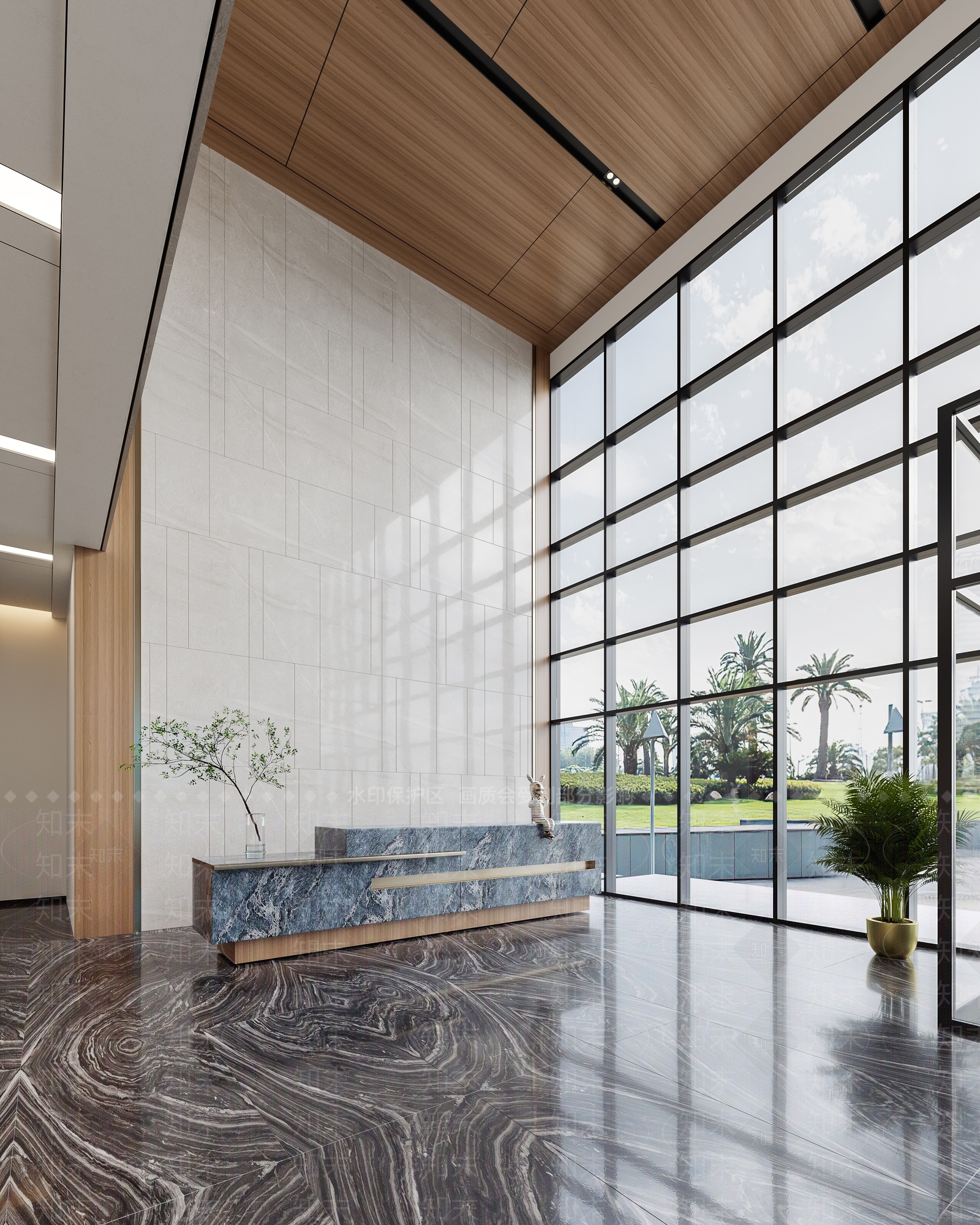 现代办公楼大堂3D模型下载【ID:1126275304】_知末3d模型网