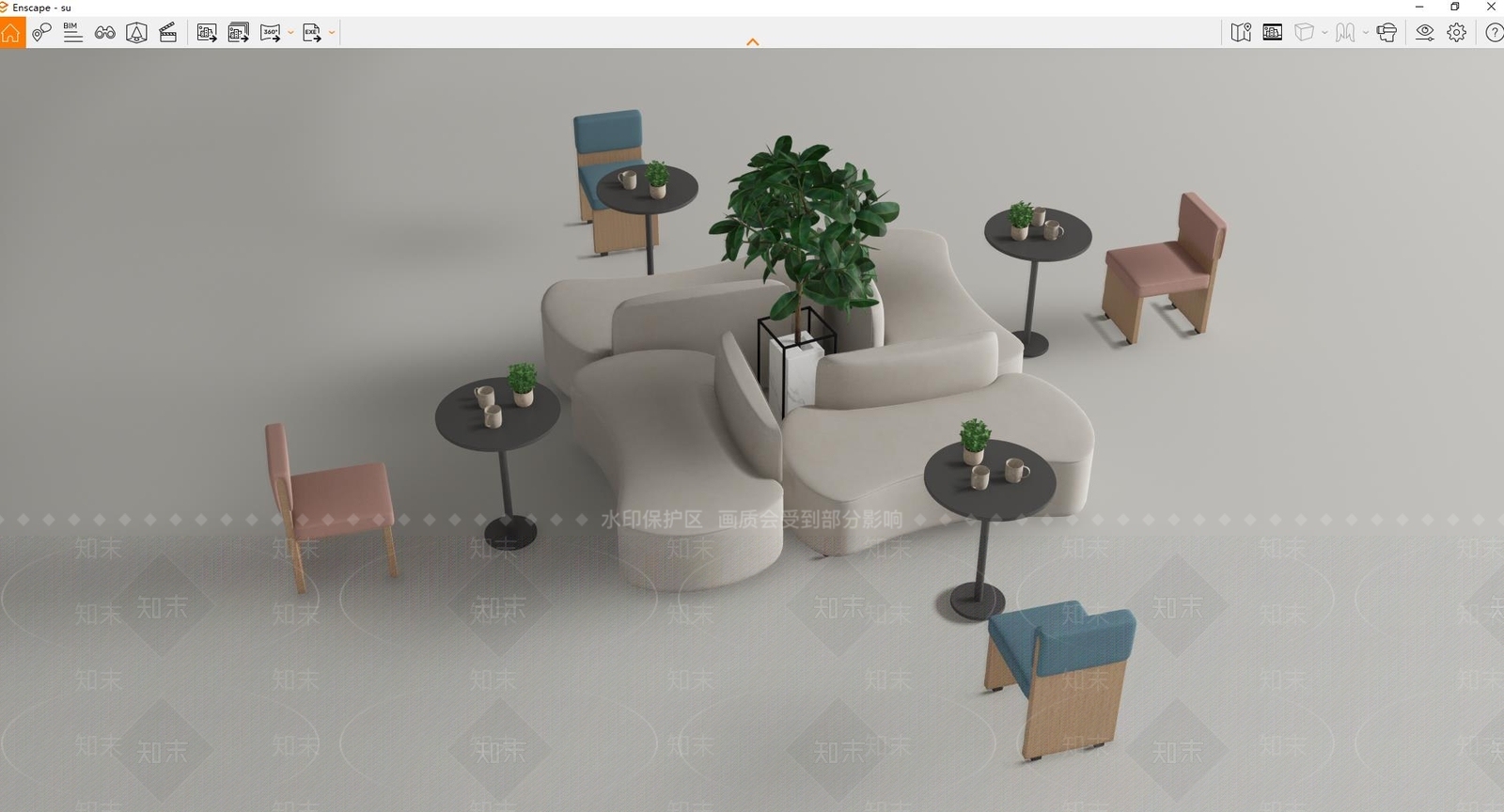 现代卡座沙发SU模型下载【ID:1126255873】