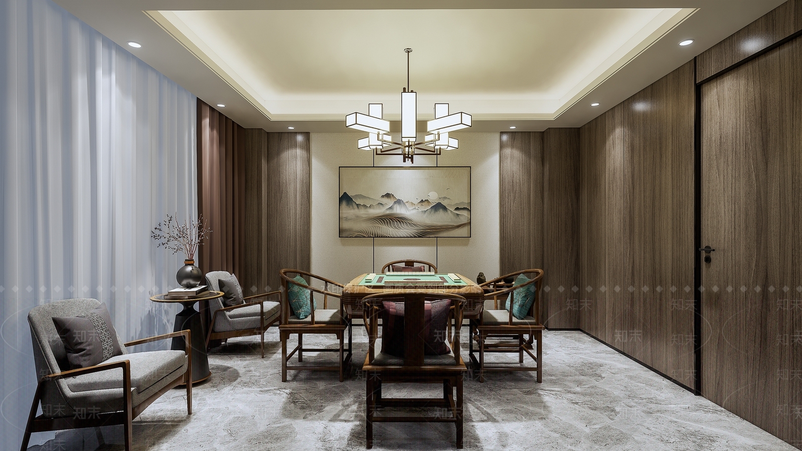 中式棋牌室SU模型下载【ID:1126256853】