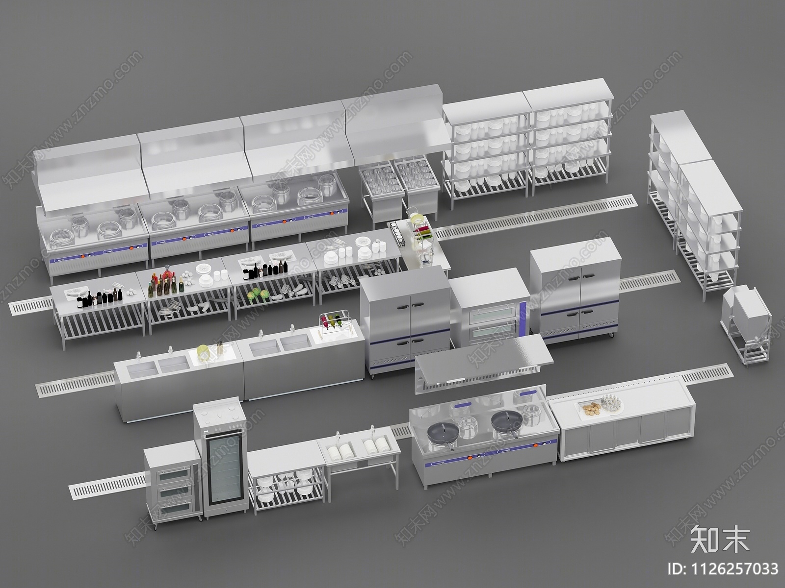 现代后厨操作台3D模型下载【ID:1126257033】