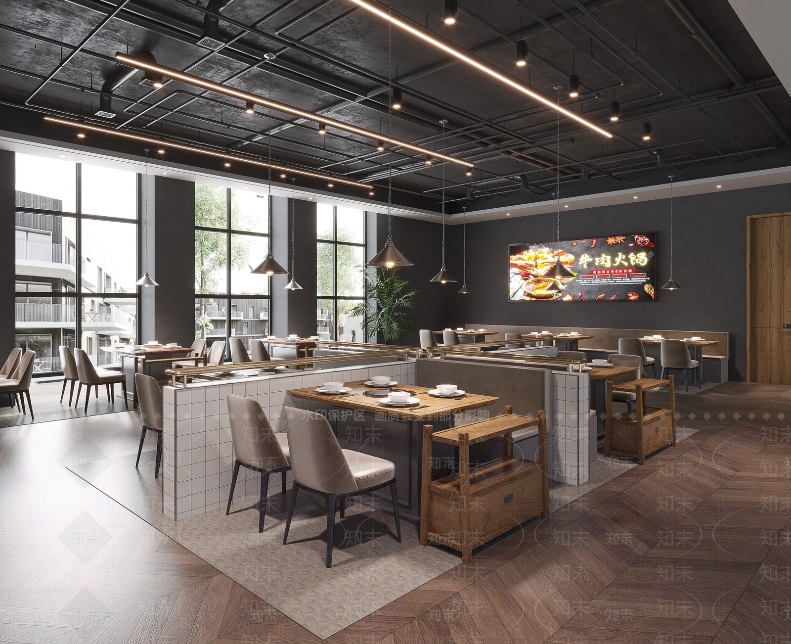 现代火锅店3D模型下载【ID:1126258393】