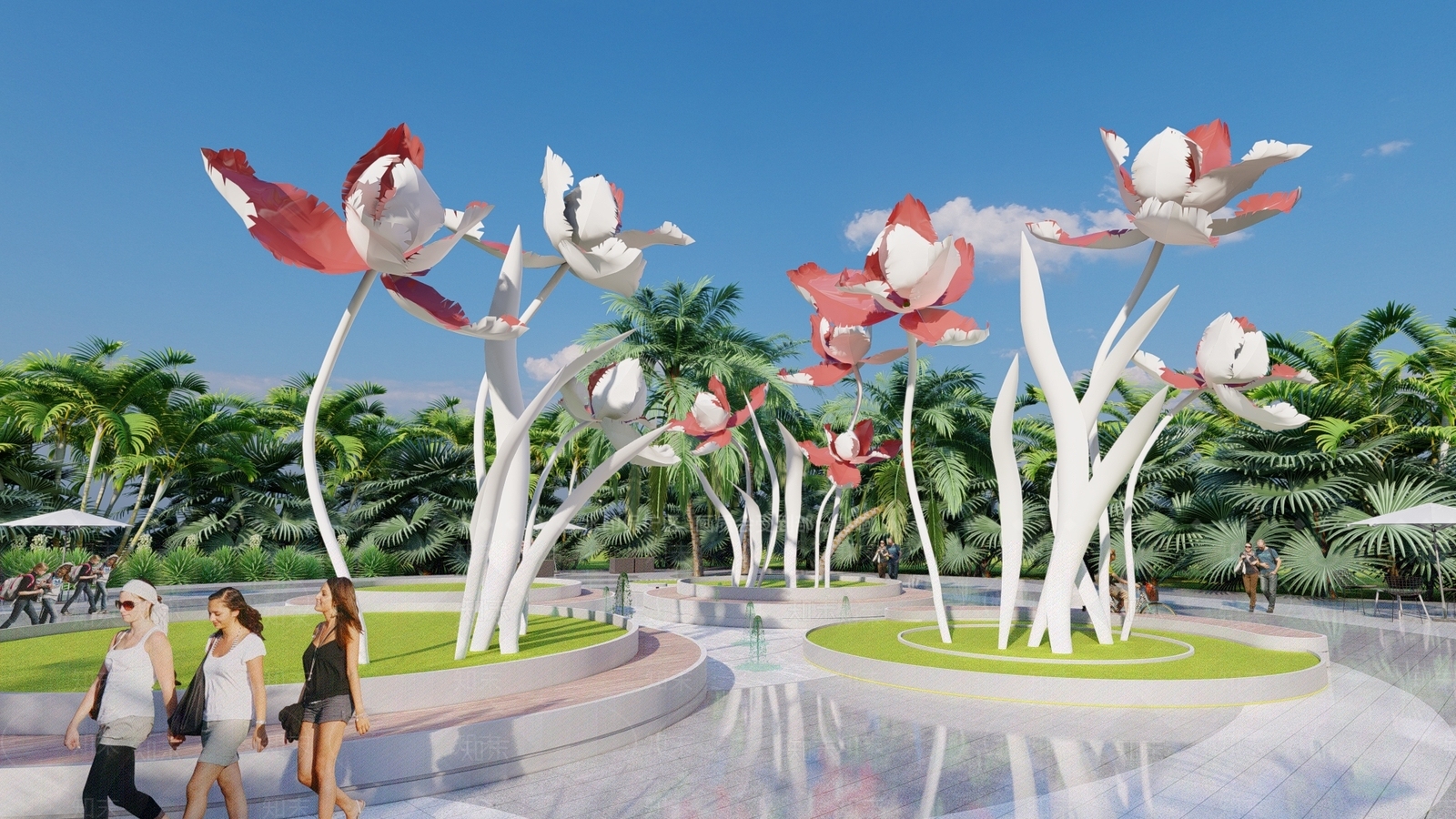 现代花瓣主题构架SU模型下载【ID:1126259881】