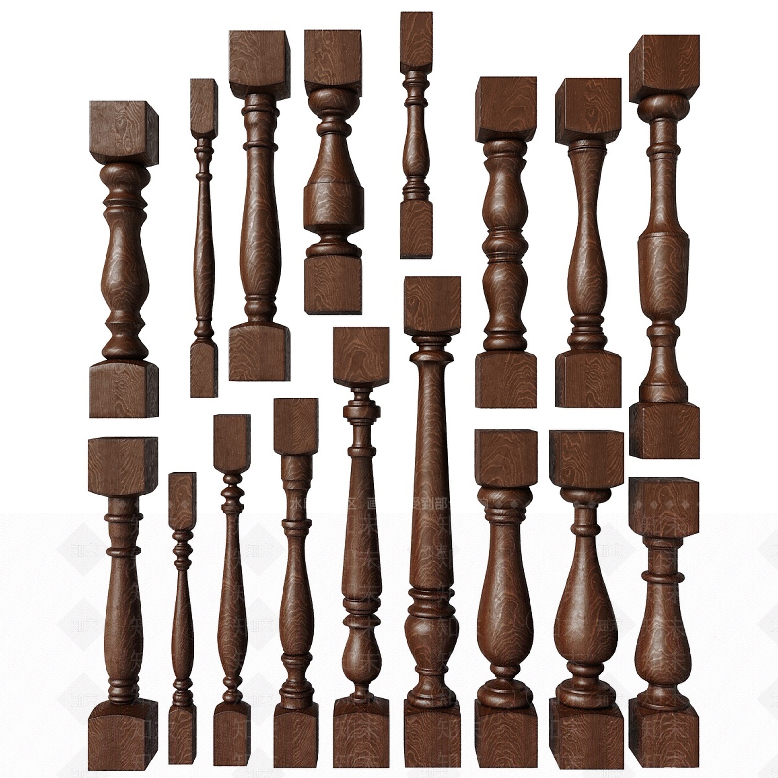 欧式古典楼梯栏杆3D模型下载【ID:1126265267】