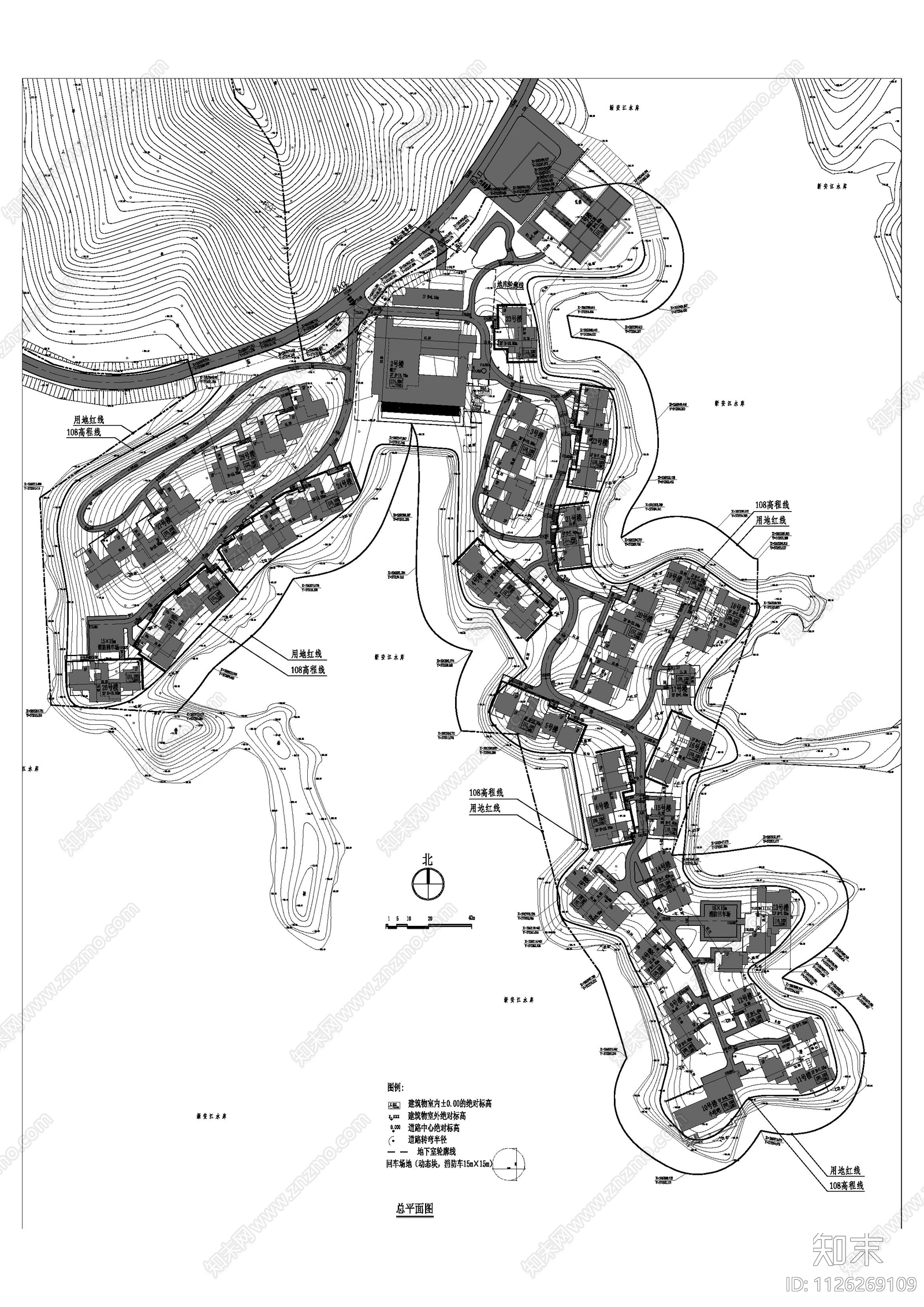 新中式千岛湖安麓民宿建筑cad施工图下载【ID:1126269109】
