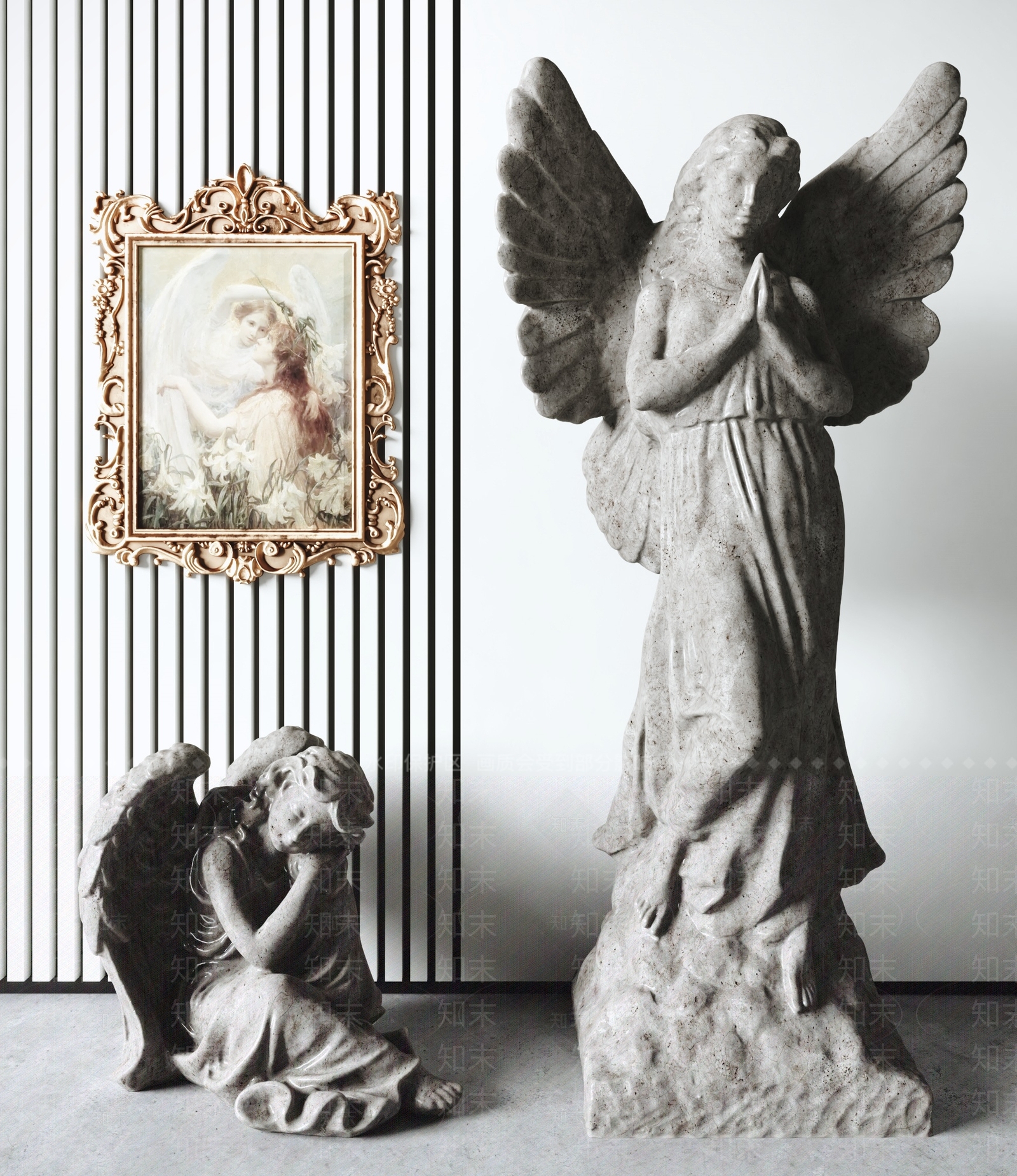 欧式天使石膏雕塑SU模型下载【ID:1126269988】