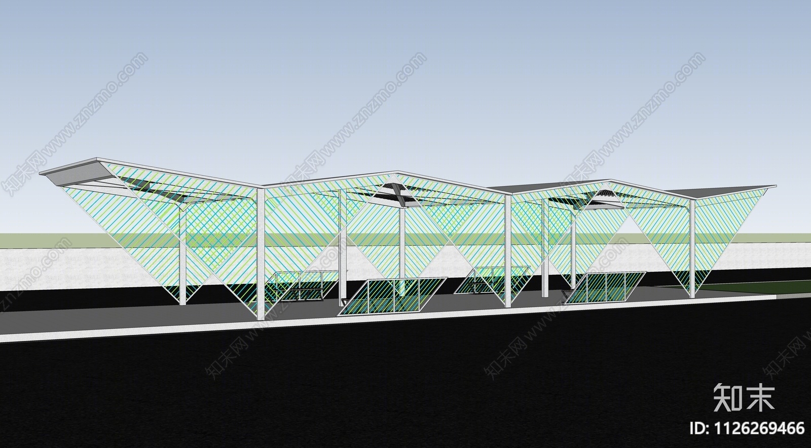 现代公交站台SU模型下载【ID:1126269466】