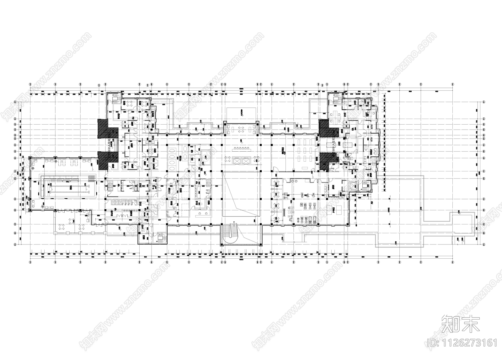 现代简约游泳健身会所建筑cad施工图下载【ID:1126273161】