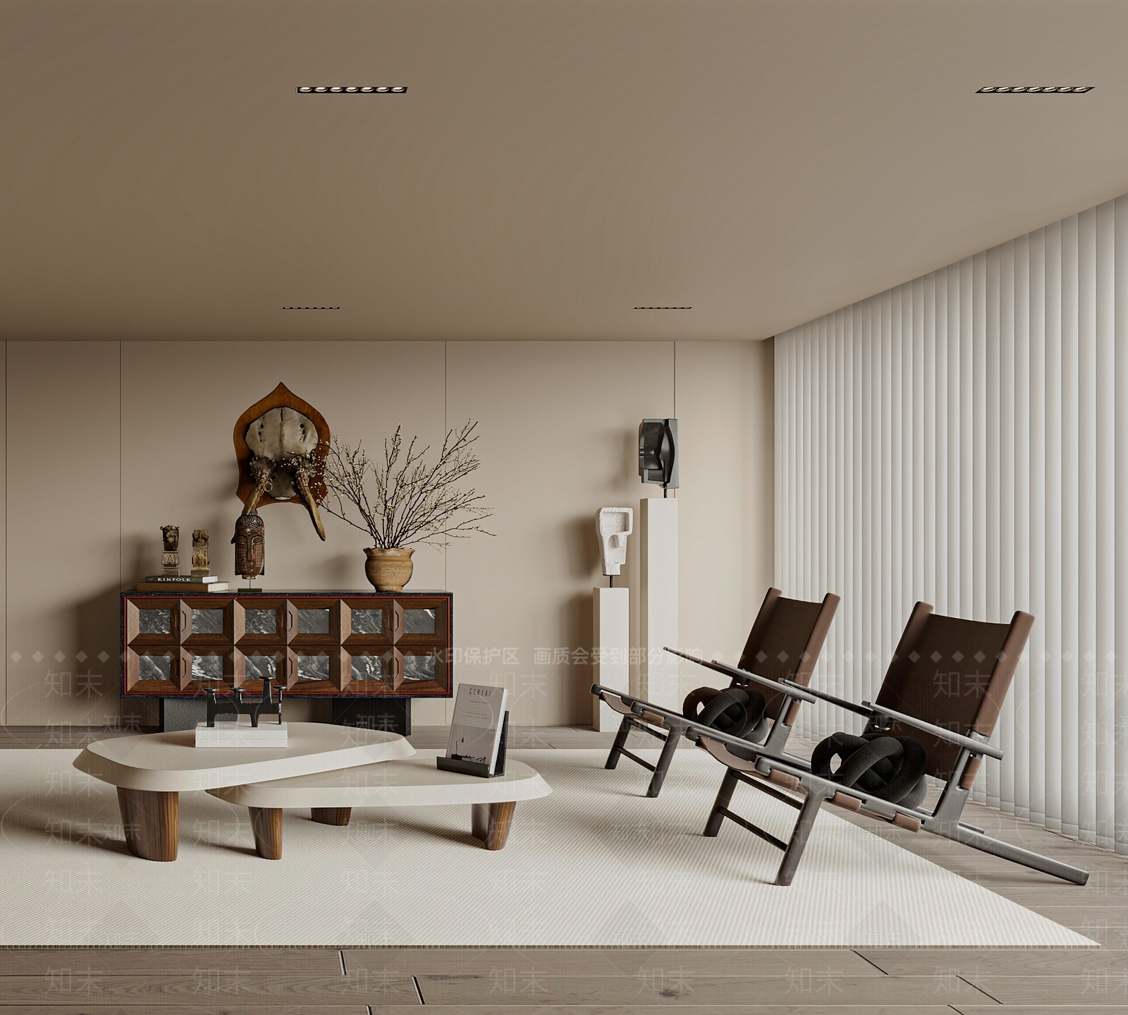 侘寂客厅3D模型下载【ID:1126276645】_知末3d模型网