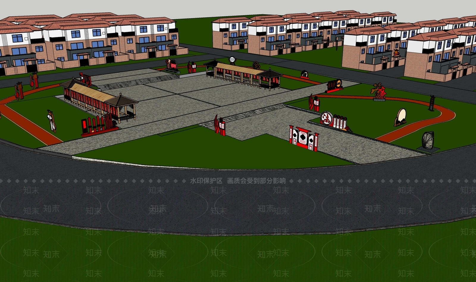 现代党建广场SU模型下载【ID:1126276429】